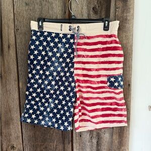 Patriotic Star and Stripe Men's Swim Shorts